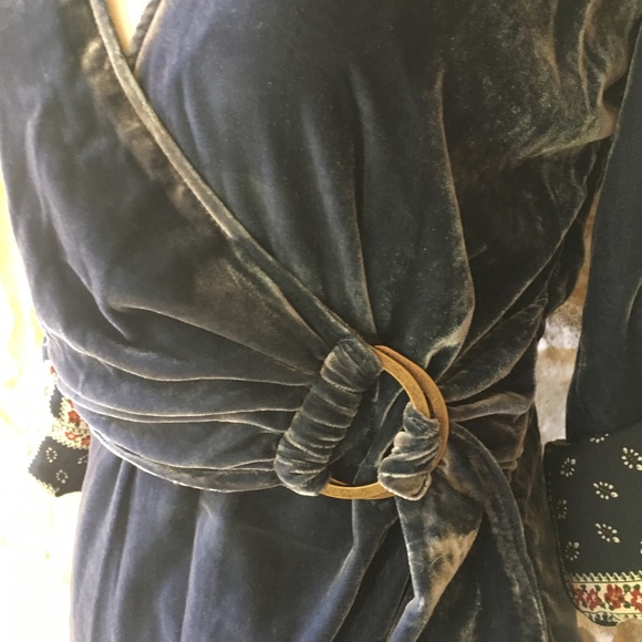 NWT Anthropologie Maeve Velvet Shirtdress in blue - Picture 8 of 8